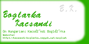 boglarka kacsandi business card